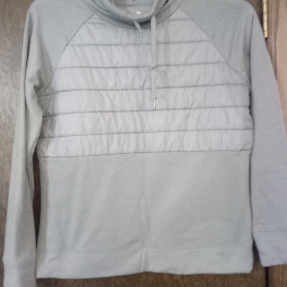 Xersion Light Gray Quilted Cowl Neck Sweater